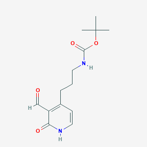 molecular formula C14H20N2O4 B14835614 Tert-butyl 3-(3-formyl-2-hydroxypyridin-4-YL)propylcarbamate 