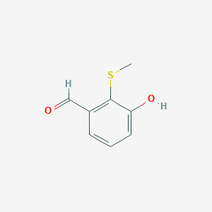 molecular formula C8H8O2S B14835638 3-Hydroxy-2-(methylthio)benzaldehyde 