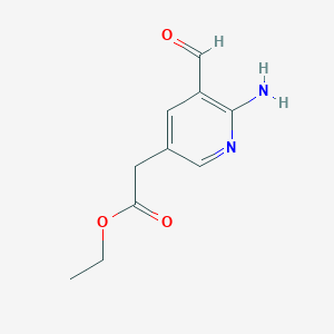 molecular formula C10H12N2O3 B14835658 Ethyl (6-amino-5-formylpyridin-3-YL)acetate CAS No. 1393559-69-7