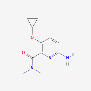 molecular formula C11H15N3O2 B14835793 6-Amino-3-cyclopropoxy-N,N-dimethylpicolinamide 