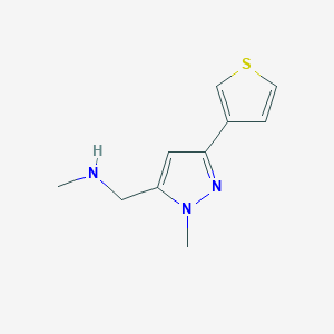 molecular formula C10H13N3S B1483580 N-methyl-1-(1-methyl-3-(thiophen-3-yl)-1H-pyrazol-5-yl)methanamine CAS No. 2005141-19-3