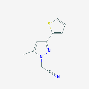 molecular formula C10H9N3S B1483597 2-(5-methyl-3-(thiophen-2-yl)-1H-pyrazol-1-yl)acetonitrile CAS No. 2098132-94-4