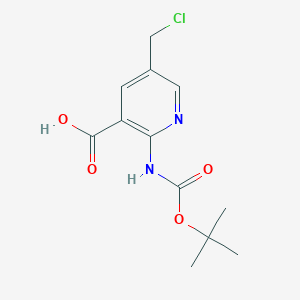 molecular formula C12H15ClN2O4 B14836006 2-((tert-Butoxycarbonyl)amino)-5-(chloromethyl)nicotinic acid CAS No. 1393572-26-3