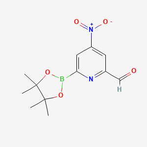 molecular formula C12H15BN2O5 B14836063 (6-Formyl-4-nitropyridin-2-YL)boronic acid pinacol ester 