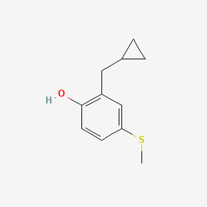 molecular formula C11H14OS B14836094 2-(Cyclopropylmethyl)-4-(methylthio)phenol 