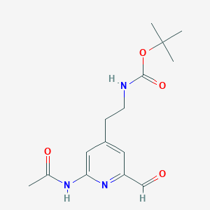 molecular formula C15H21N3O4 B14836121 Tert-butyl 2-[2-(acetylamino)-6-formylpyridin-4-YL]ethylcarbamate 