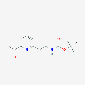 molecular formula C14H19IN2O3 B14836175 Tert-butyl 2-(6-acetyl-4-iodopyridin-2-YL)ethylcarbamate 