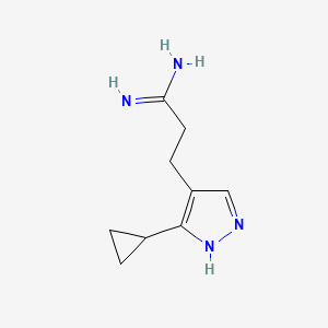molecular formula C9H14N4 B1483621 3-(3-cyclopropyl-1H-pyrazol-4-yl)propanimidamide CAS No. 2098084-53-6
