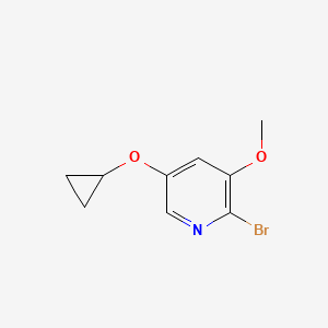 molecular formula C9H10BrNO2 B14836301 2-Bromo-5-cyclopropoxy-3-methoxypyridine 