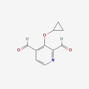 molecular formula C10H9NO3 B14836370 3-Cyclopropoxypyridine-2,4-dicarbaldehyde 