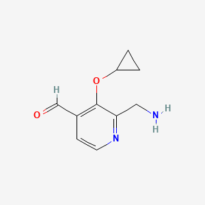 molecular formula C10H12N2O2 B14836385 2-(Aminomethyl)-3-cyclopropoxyisonicotinaldehyde 