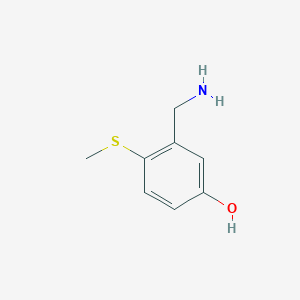 molecular formula C8H11NOS B14836429 3-(Aminomethyl)-4-(methylthio)phenol 