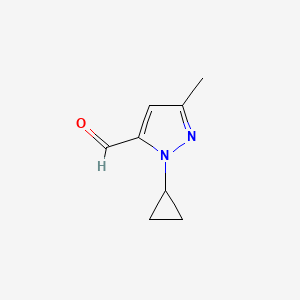 molecular formula C8H10N2O B14836450 1-Cyclopropyl-3-methyl-1H-pyrazole-5-carbaldehyde 