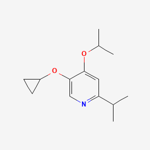 molecular formula C14H21NO2 B14836544 5-Cyclopropoxy-4-isopropoxy-2-isopropylpyridine 