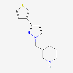 molecular formula C13H17N3S B1483682 3-((3-(thiophen-3-yl)-1H-pyrazol-1-yl)methyl)piperidine CAS No. 2098105-78-1