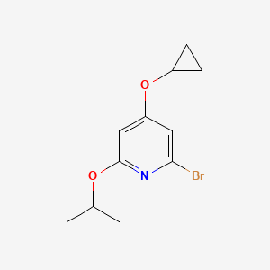 molecular formula C11H14BrNO2 B14836851 2-Bromo-4-cyclopropoxy-6-isopropoxypyridine 