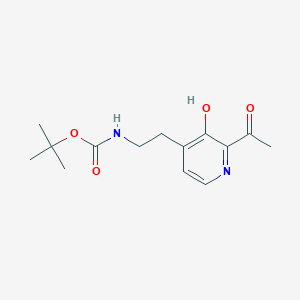 molecular formula C14H20N2O4 B14836975 Tert-butyl 2-(2-acetyl-3-hydroxypyridin-4-YL)ethylcarbamate 