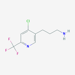 molecular formula C9H10ClF3N2 B14837000 3-(4-Chloro-6-(trifluoromethyl)pyridin-3-yl)propan-1-amine 