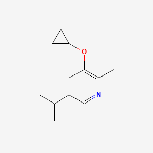 molecular formula C12H17NO B14837151 3-Cyclopropoxy-5-isopropyl-2-methylpyridine 