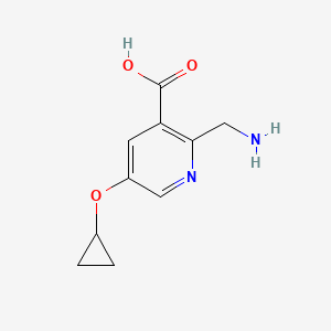 molecular formula C10H12N2O3 B14837237 2-(Aminomethyl)-5-cyclopropoxynicotinic acid 