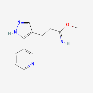 molecular formula C12H14N4O B1483726 methyl 3-(3-(pyridin-3-yl)-1H-pyrazol-4-yl)propanimidate CAS No. 2098111-78-3