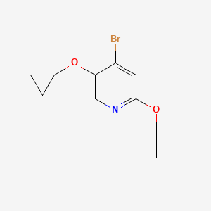 molecular formula C12H16BrNO2 B14837296 4-Bromo-2-tert-butoxy-5-cyclopropoxypyridine 