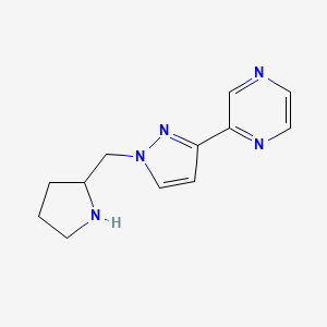 molecular formula C12H15N5 B1483735 2-(1-(pyrrolidin-2-ylmethyl)-1H-pyrazol-3-yl)pyrazine CAS No. 2098046-88-7