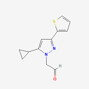 molecular formula C12H12N2OS B1483737 2-(5-cyclopropyl-3-(thiophen-2-yl)-1H-pyrazol-1-yl)acetaldehyde CAS No. 2098111-10-3