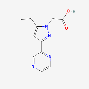 molecular formula C11H12N4O2 B1483745 2-(5-ethyl-3-(pyrazin-2-yl)-1H-pyrazol-1-yl)acetic acid CAS No. 2098070-52-9