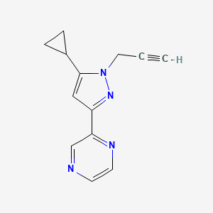 molecular formula C13H12N4 B1483753 2-(5-环丙基-1-(炔丙基)-1H-吡唑-3-基)吡嗪 CAS No. 2098006-60-9
