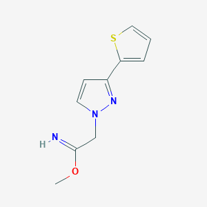 molecular formula C10H11N3OS B1483755 methyl 2-(3-(thiophen-2-yl)-1H-pyrazol-1-yl)acetimidate CAS No. 2098110-51-9