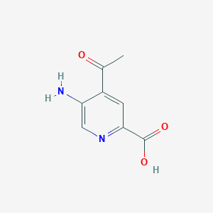 molecular formula C8H8N2O3 B14837560 4-Acetyl-5-aminopyridine-2-carboxylic acid 