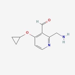 molecular formula C10H12N2O2 B14837603 2-(Aminomethyl)-4-cyclopropoxynicotinaldehyde 