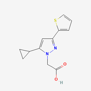 molecular formula C12H12N2O2S B1483761 2-(5-环丙基-3-(噻吩-2-基)-1H-吡唑-1-基)乙酸 CAS No. 2098131-49-6