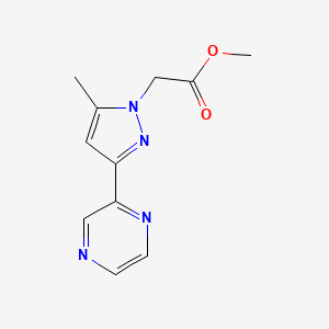 molecular formula C11H12N4O2 B1483762 methyl 2-(5-methyl-3-(pyrazin-2-yl)-1H-pyrazol-1-yl)acetate CAS No. 2098046-94-5