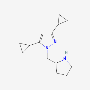 molecular formula C14H21N3 B1483767 3,5-dicyclopropyl-1-(pyrrolidin-2-ylmethyl)-1H-pyrazole CAS No. 2098133-26-5