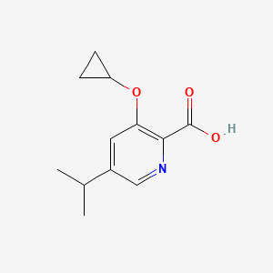 molecular formula C12H15NO3 B14837701 3-Cyclopropoxy-5-isopropylpicolinic acid 