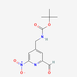 molecular formula C12H15N3O5 B14837717 Tert-butyl (2-formyl-6-nitropyridin-4-YL)methylcarbamate 