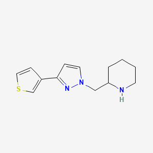 molecular formula C13H17N3S B1483772 2-((3-(thiophen-3-yl)-1H-pyrazol-1-yl)methyl)piperidine CAS No. 2098015-05-3