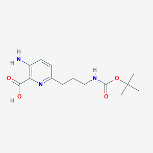 molecular formula C14H21N3O4 B14837747 3-Amino-6-[3-[(tert-butoxycarbonyl)amino]propyl]pyridine-2-carboxylic acid 