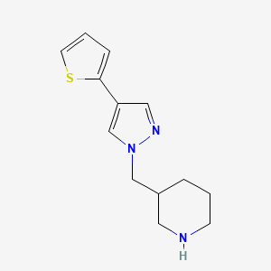 molecular formula C13H17N3S B1483776 3-((4-(thiophen-2-yl)-1H-pyrazol-1-yl)methyl)piperidine CAS No. 2098046-30-9