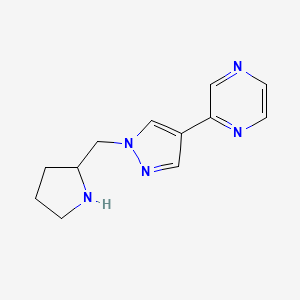 molecular formula C12H15N5 B1483786 2-(1-(pyrrolidin-2-ylmethyl)-1H-pyrazol-4-yl)pyrazine CAS No. 2097980-11-3