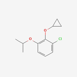 molecular formula C12H15ClO2 B14837976 1-Chloro-2-cyclopropoxy-3-isopropoxybenzene 