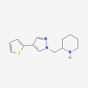 molecular formula C13H17N3S B1483806 2-((4-(thiophen-2-yl)-1H-pyrazol-1-yl)methyl)piperidine CAS No. 2098087-43-3