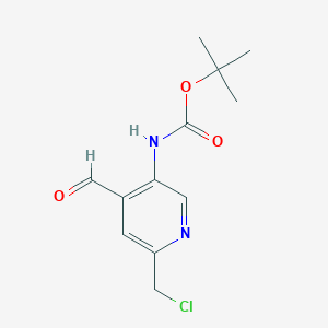 molecular formula C12H15ClN2O3 B14838162 Tert-butyl 6-(chloromethyl)-4-formylpyridin-3-ylcarbamate 