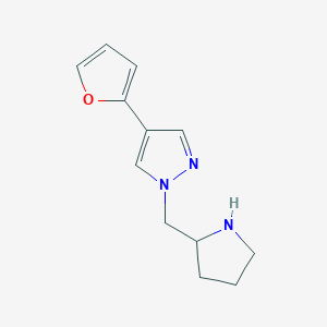 molecular formula C12H15N3O B1483820 4-(呋喃-2-基)-1-(吡咯烷-2-基甲基)-1H-吡唑 CAS No. 2098046-73-0
