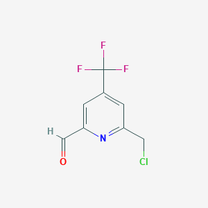 molecular formula C8H5ClF3NO B14838220 6-(Chloromethyl)-4-(trifluoromethyl)pyridine-2-carbaldehyde 