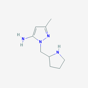 molecular formula C9H16N4 B1483824 3-methyl-1-(pyrrolidin-2-ylmethyl)-1H-pyrazol-5-amine CAS No. 2098087-85-3