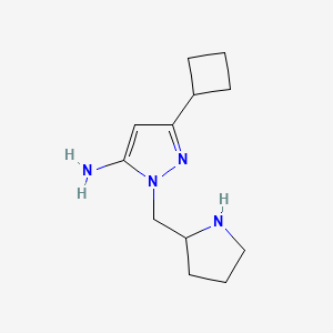 molecular formula C12H20N4 B1483834 3-环丁基-1-(吡咯烷-2-基甲基)-1H-吡唑-5-胺 CAS No. 2098047-13-1