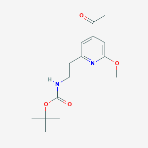 molecular formula C15H22N2O4 B14838377 Tert-butyl 2-(4-acetyl-6-methoxypyridin-2-YL)ethylcarbamate 